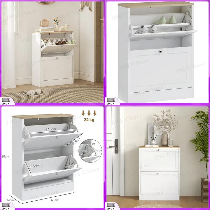Shoe Rack Cabinet Narrow Entryway - Lemari Sepatu Sempit dengan 2 Laci
