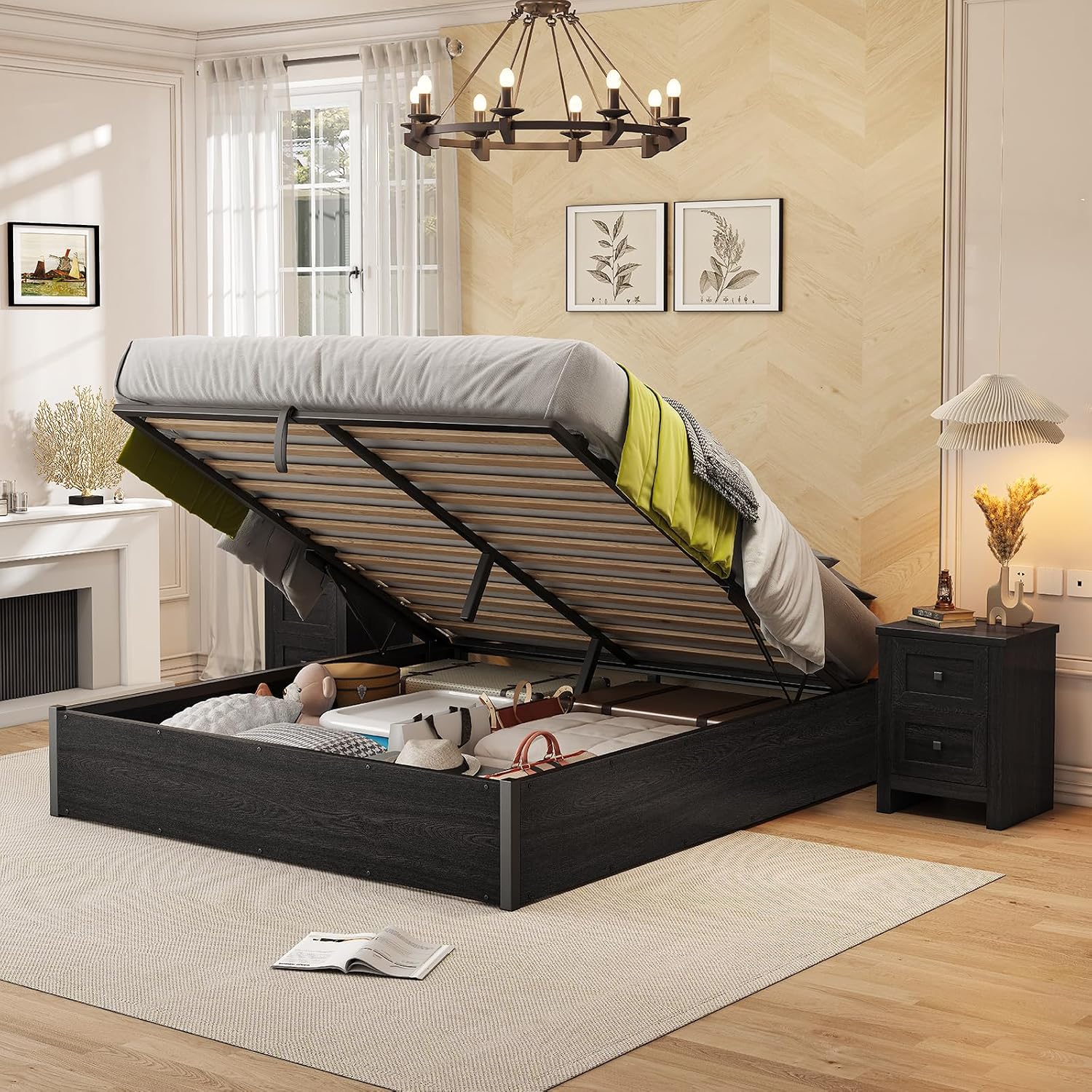 Gas Lift Storage Bed Hydraulic - Rangka Tempat Tidur dengan Penyimpanan Tersembunyi,