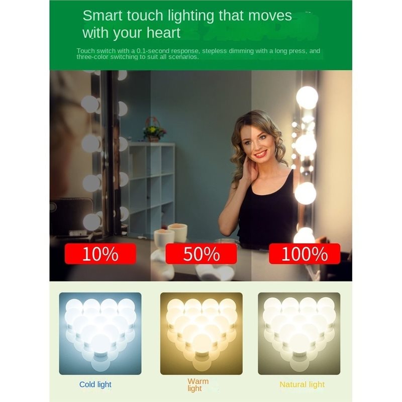 Dressing Table Vanity With Lighted Mirror - Lampu LED Isi Ulang USB untuk