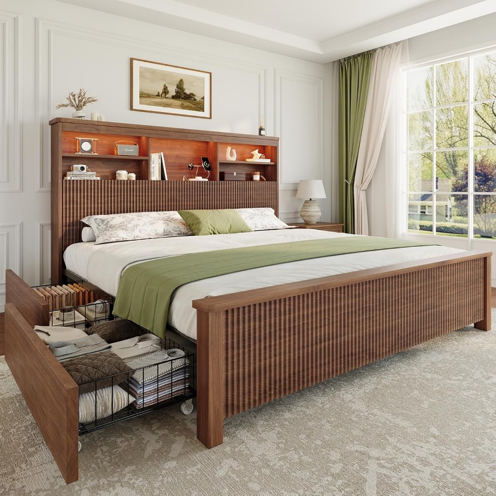 King Size Bed Frame With Storage Drawers - Rangka Tempat Tidur Ukuran King dengan