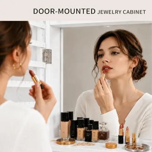 dengan cermin berukuran penuh, - Full Length Mirror Jewelry Armoire ulasan dan harga