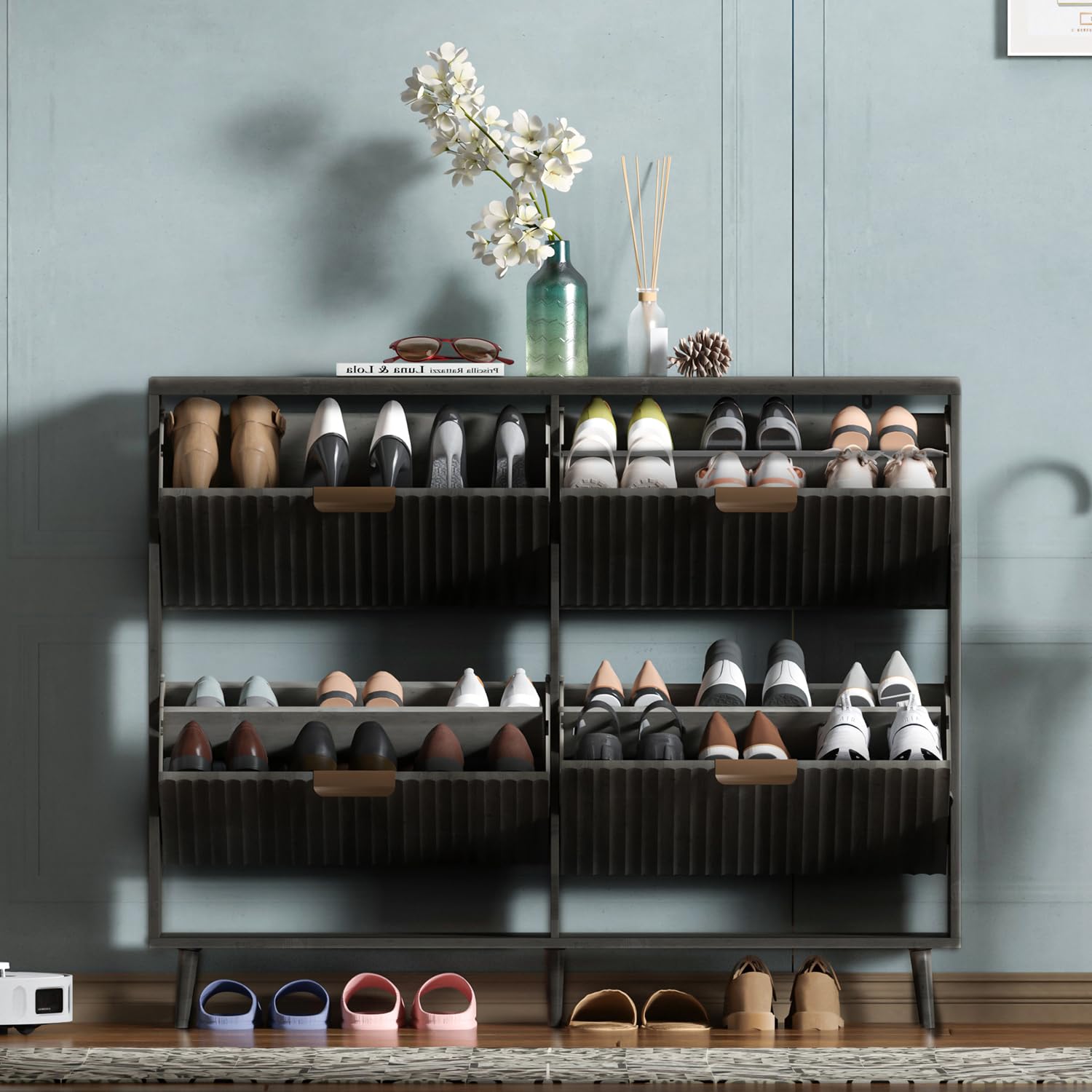 Lemari Penyimpanan Sepatu, Rak - Shoe Rack Cabinet Narrow Entryway ulasan dan harga