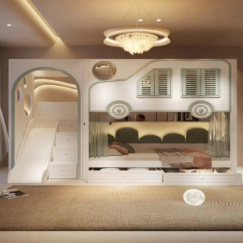 Desain Baru, Tempat Tidur Susu - Bunk Bed With Stairs And Slide ulasan dan harga