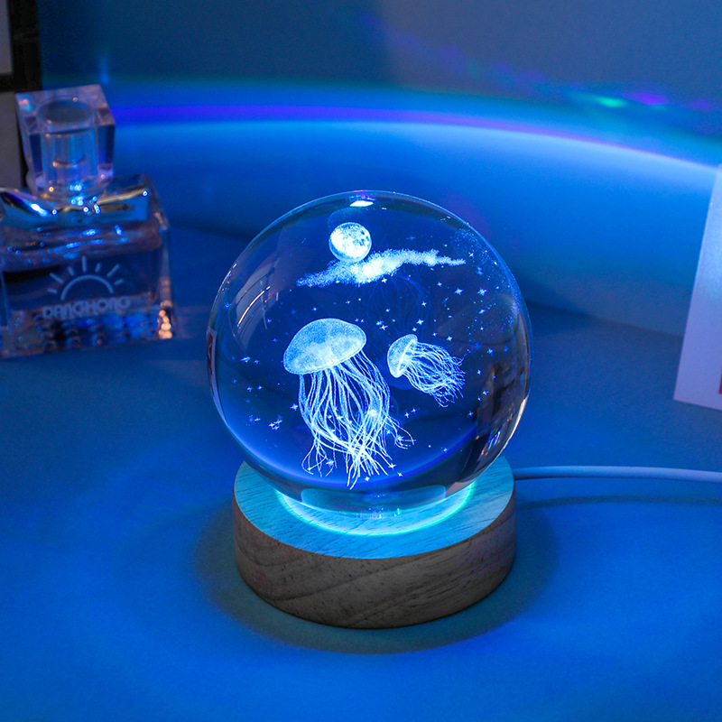 Bola kristal LED ukiran Laser  - Floating Nightstand With Led Light ulasan dan harga