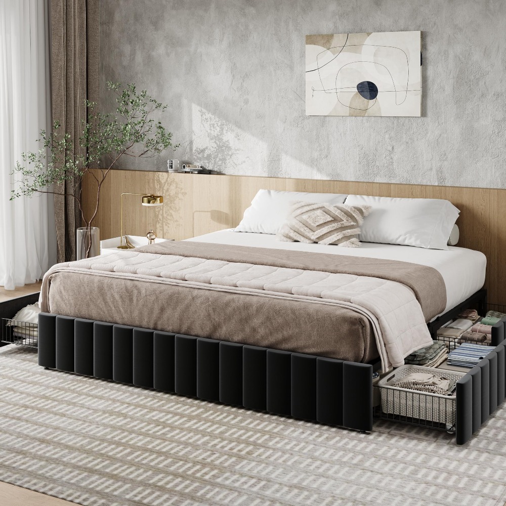Rangka Tempat Tidur Platform U - King Size Bed Frame With Storage Drawers ulasan dan harga