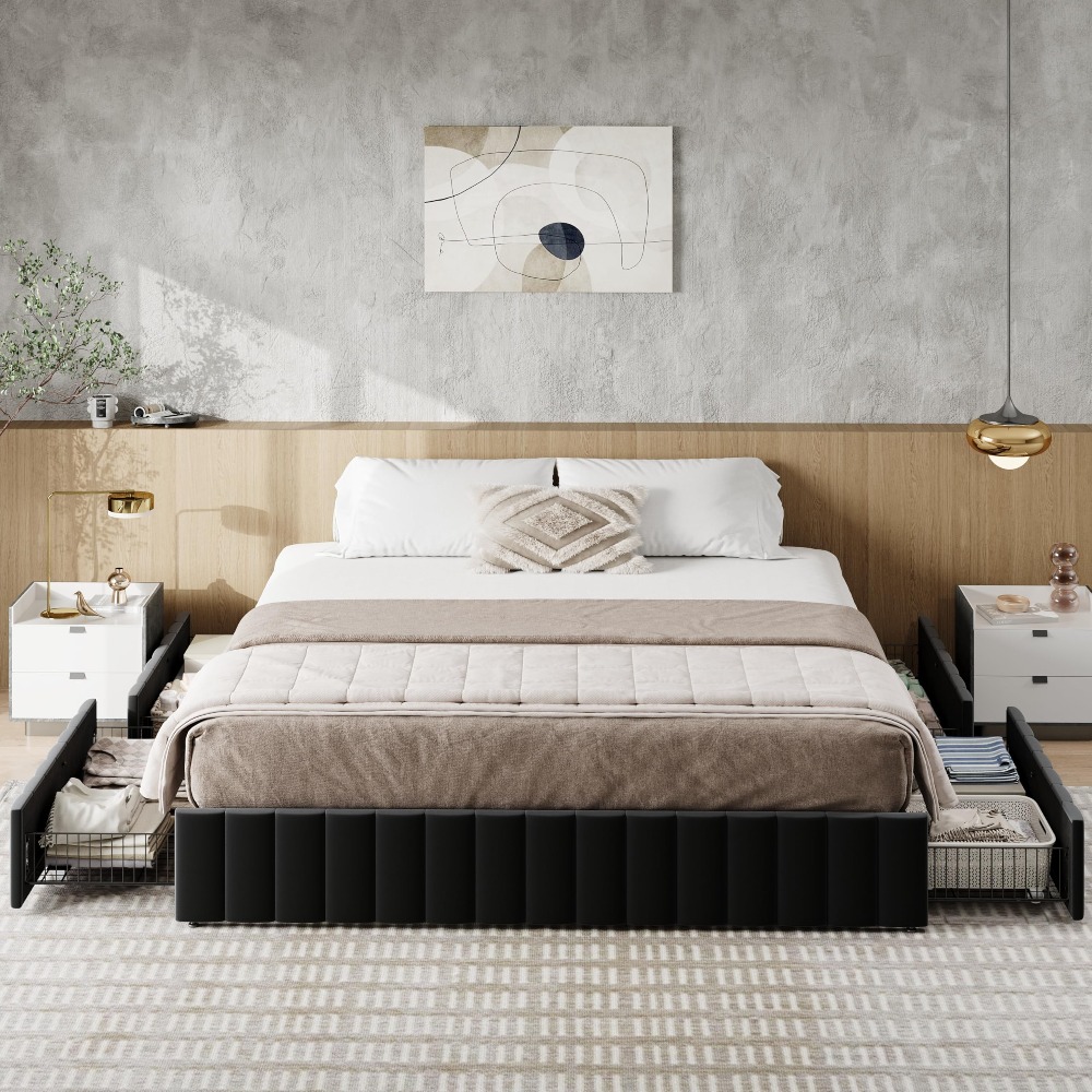Rangka Tempat Tidur Platform U - King Size Bed Frame With Storage Drawers ulasan dan harga