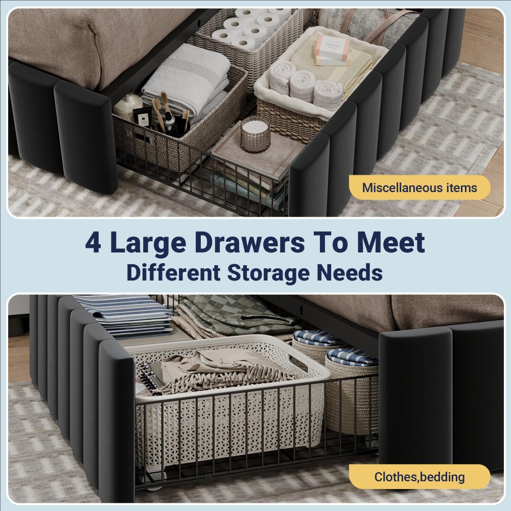 Rangka Tempat Tidur Platform U - King Size Bed Frame With Storage Drawers ulasan dan harga