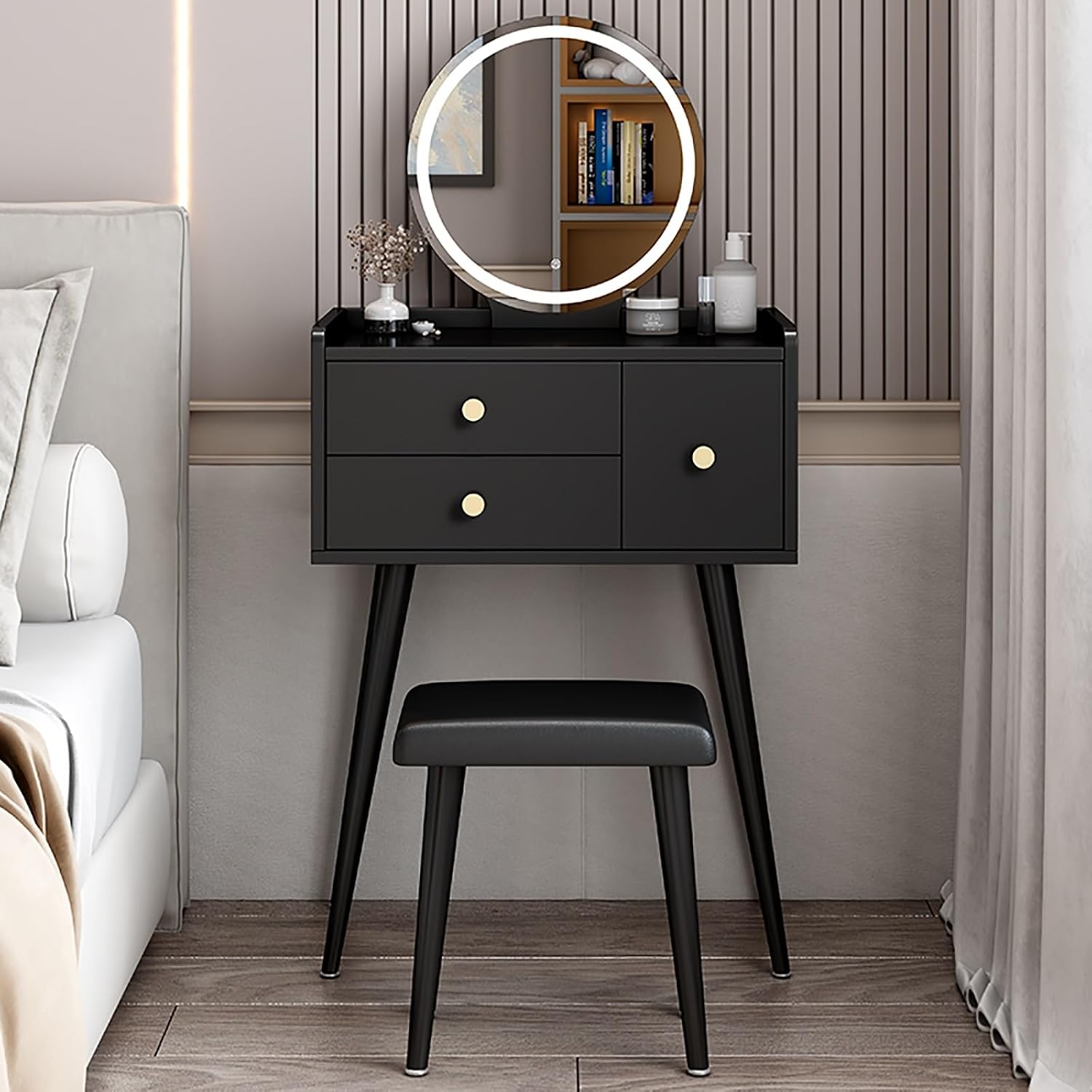 Meja Rias Kayu dengan Bangku B - Dressing Table Vanity With Lighted Mirror ulasan dan harga