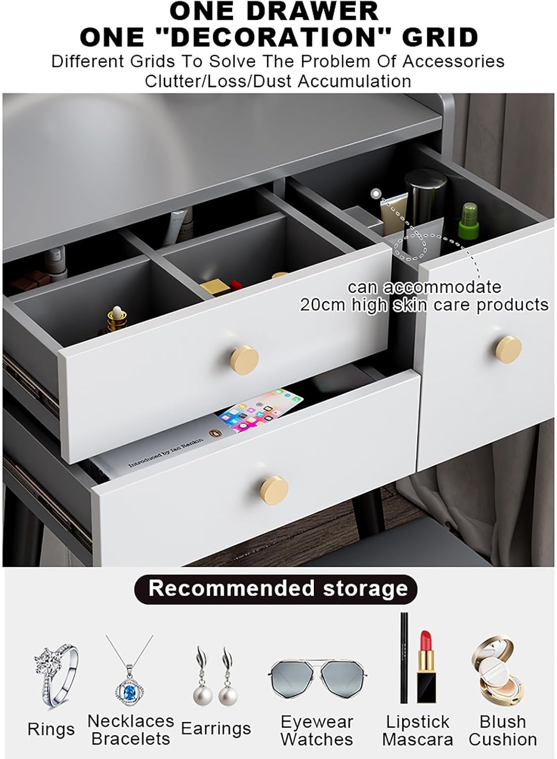 Meja Rias Kayu dengan Bangku B - Dressing Table Vanity With Lighted Mirror ulasan dan harga