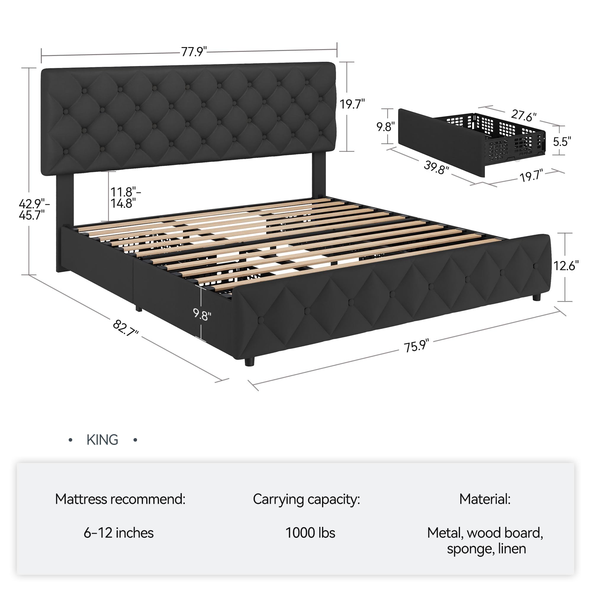 Rangka Tempat Tidur Ukuran Kin - King Size Bed Frame With Storage Drawers ulasan dan harga