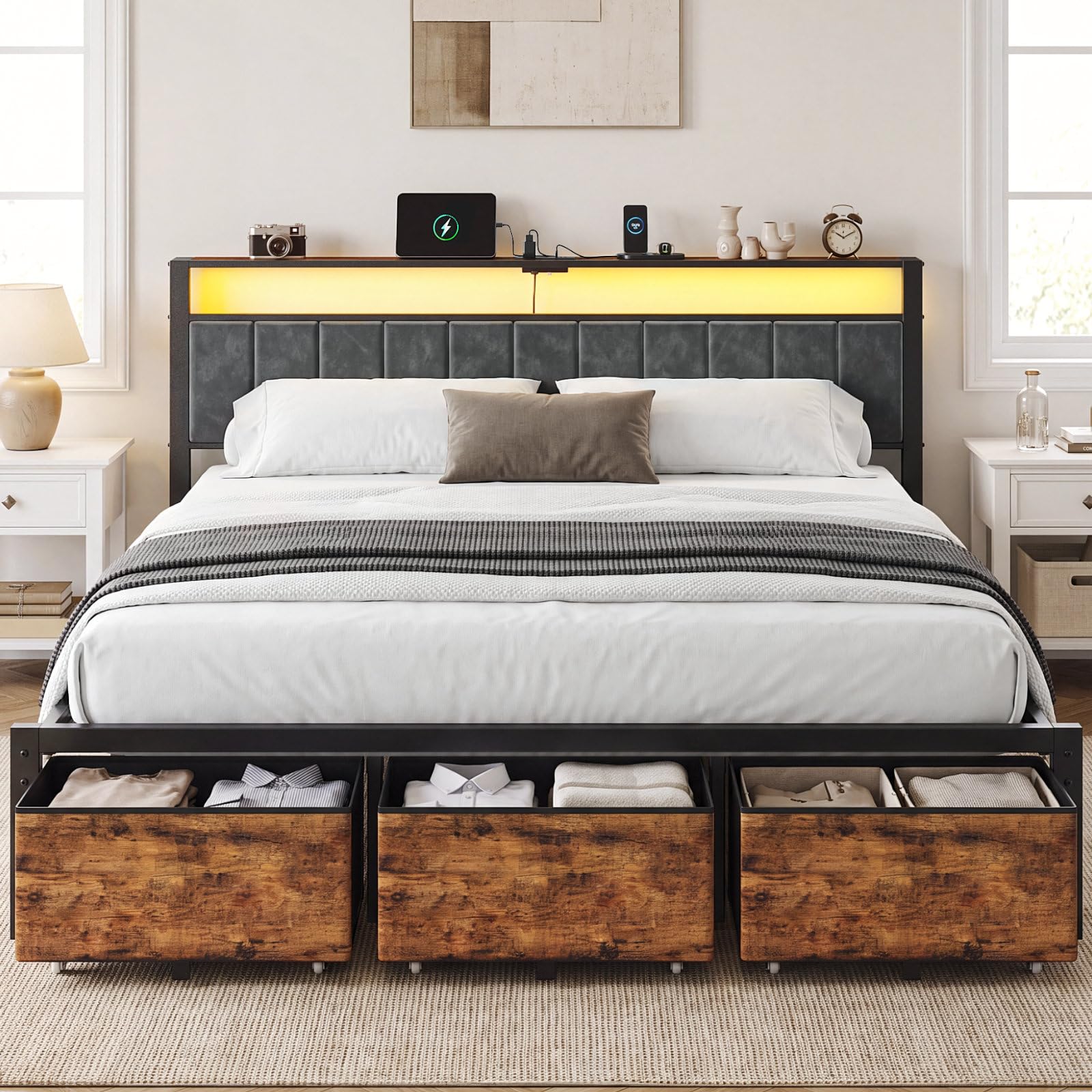 Rangka Tempat Tidur Ukuran Kin - King Size Bed Frame With Storage Drawers ulasan dan harga