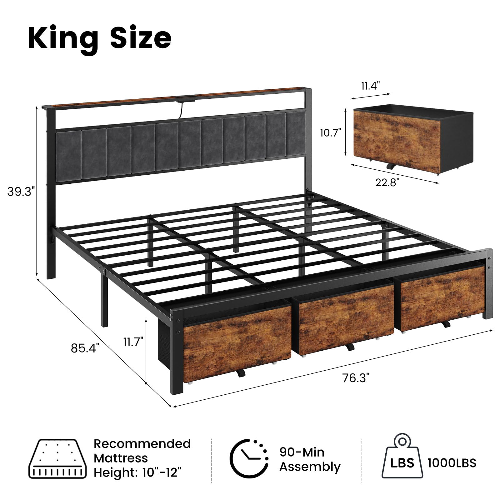Rangka Tempat Tidur Ukuran Kin - King Size Bed Frame With Storage Drawers ulasan dan harga