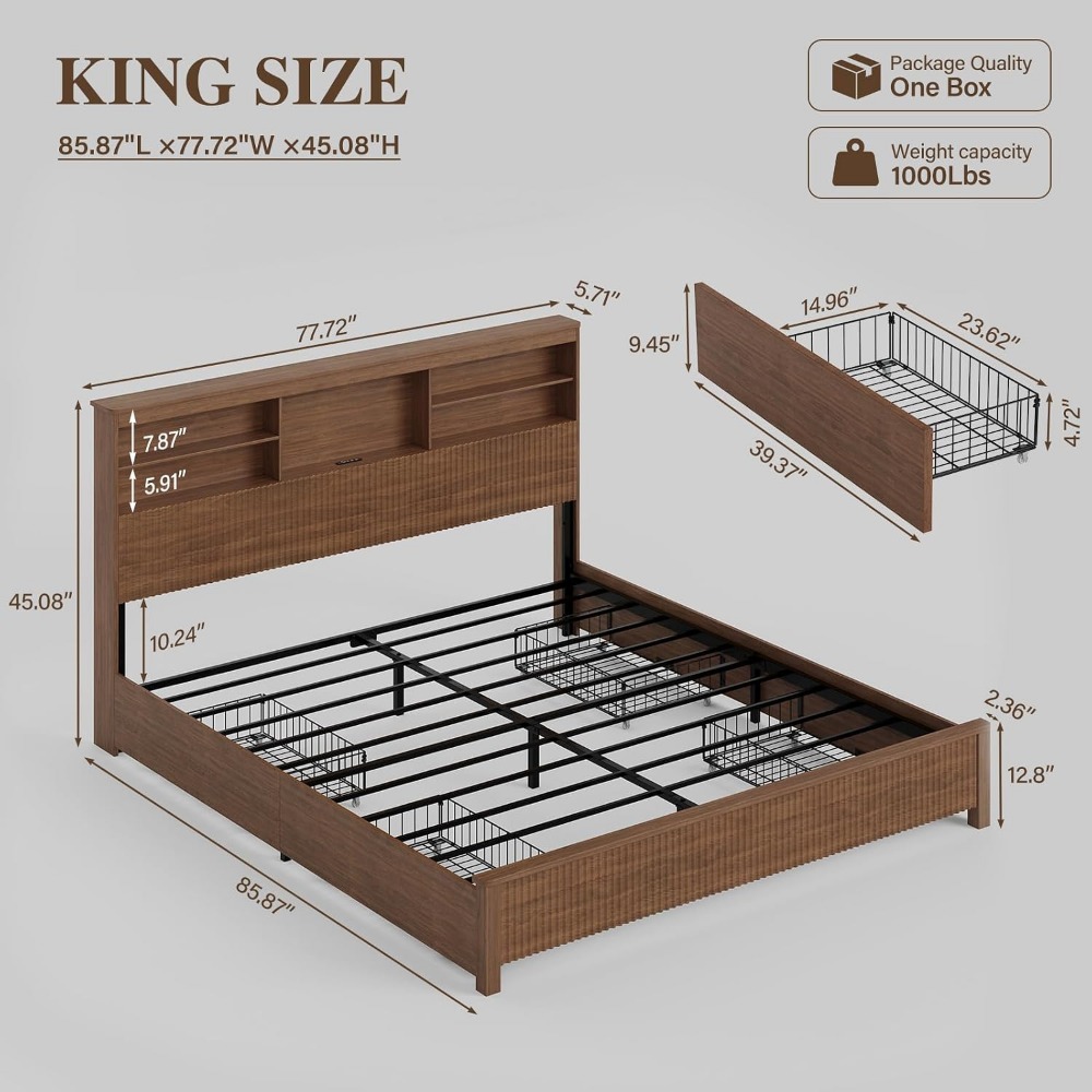Rangka Tempat Tidur Ukuran Kin - King Size Bed Frame With Storage Drawers ulasan dan harga