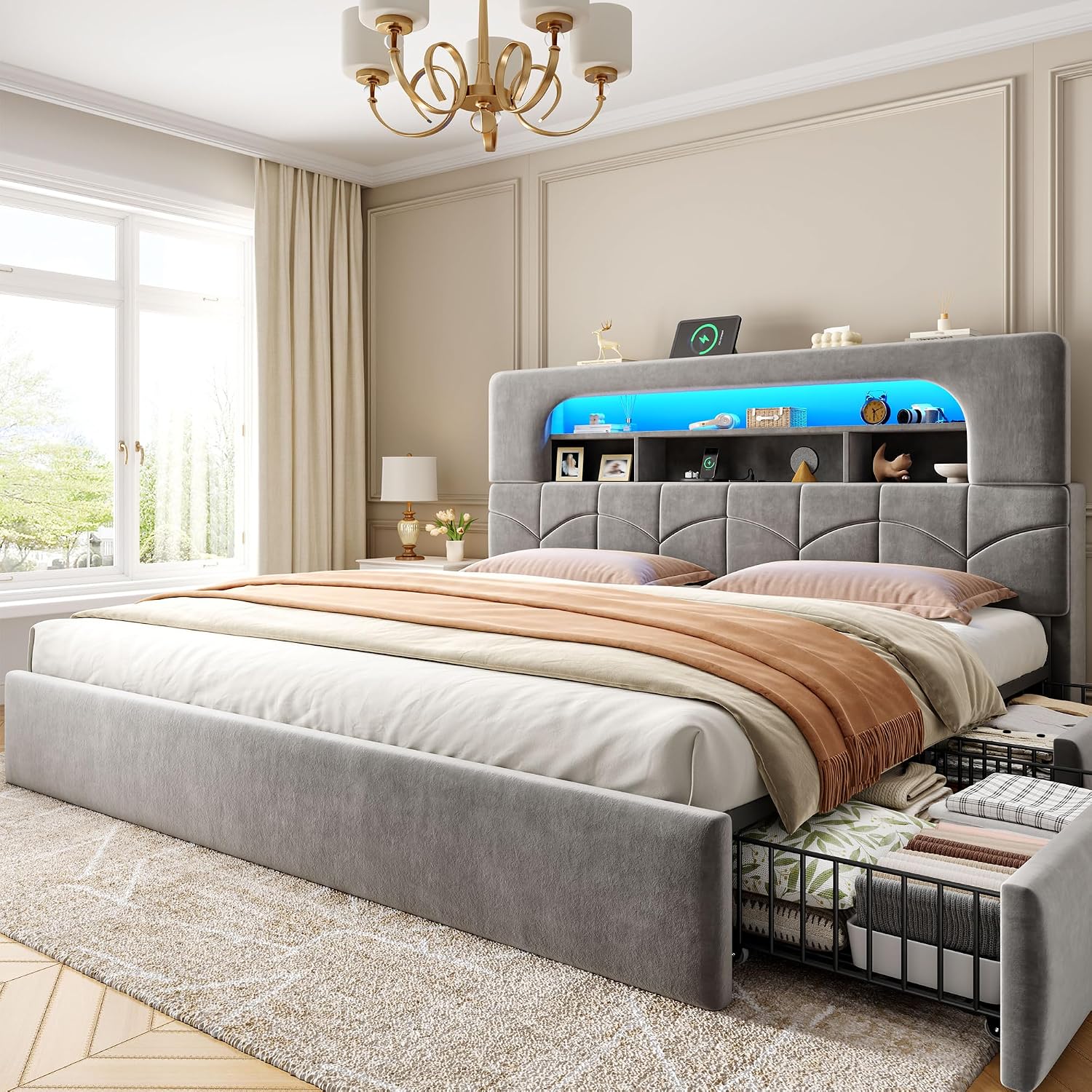 Rangka Tempat Tidur Ukuran Kin - King Size Bed Frame With Storage Drawers ulasan dan harga