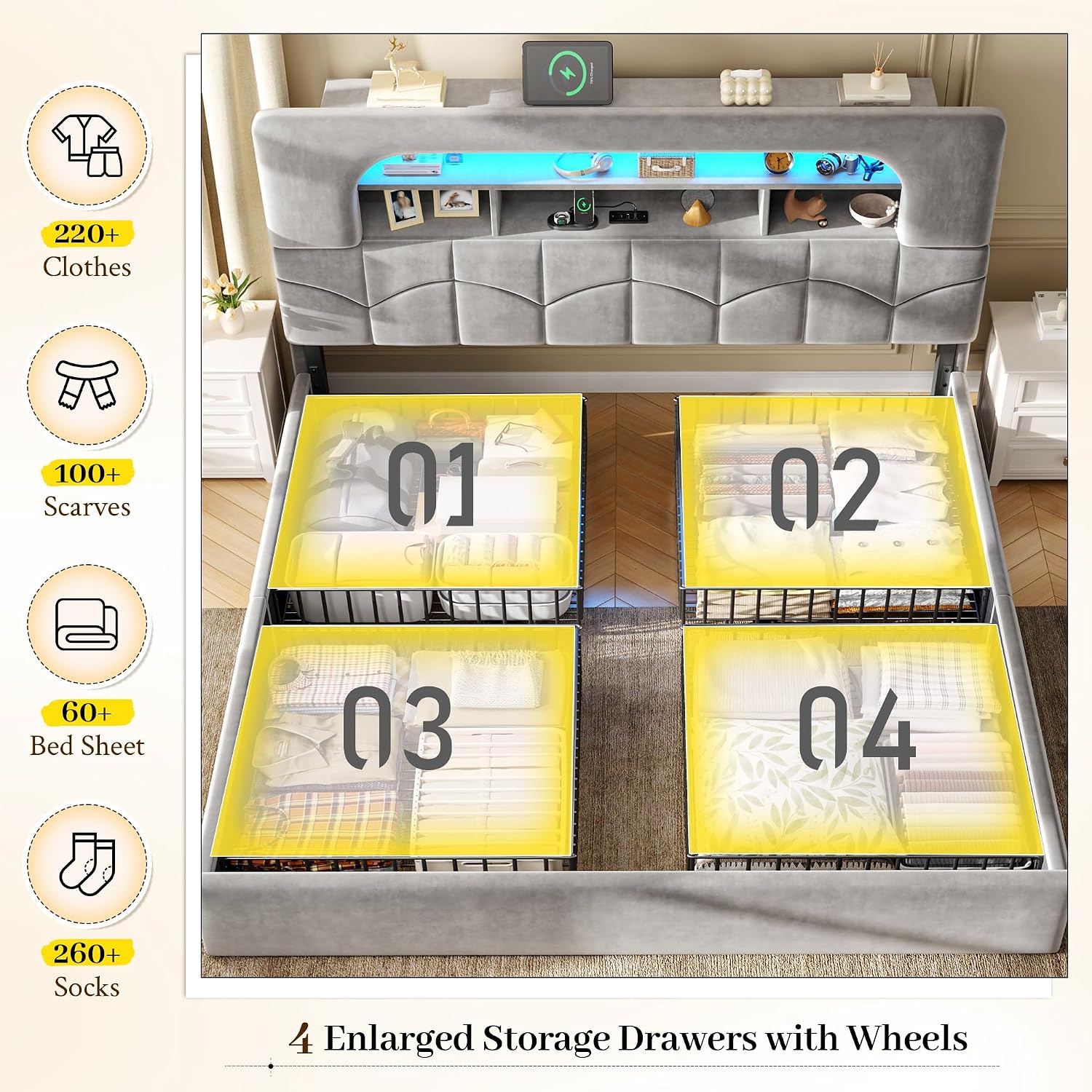 Rangka Tempat Tidur Ukuran Kin - King Size Bed Frame With Storage Drawers ulasan dan harga