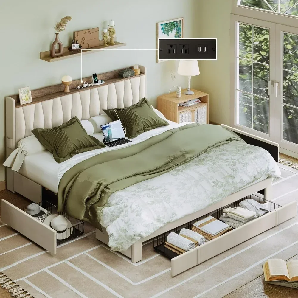 Rangka Tempat Tidur King Size  - King Size Bed Frame With Storage Drawers ulasan dan harga