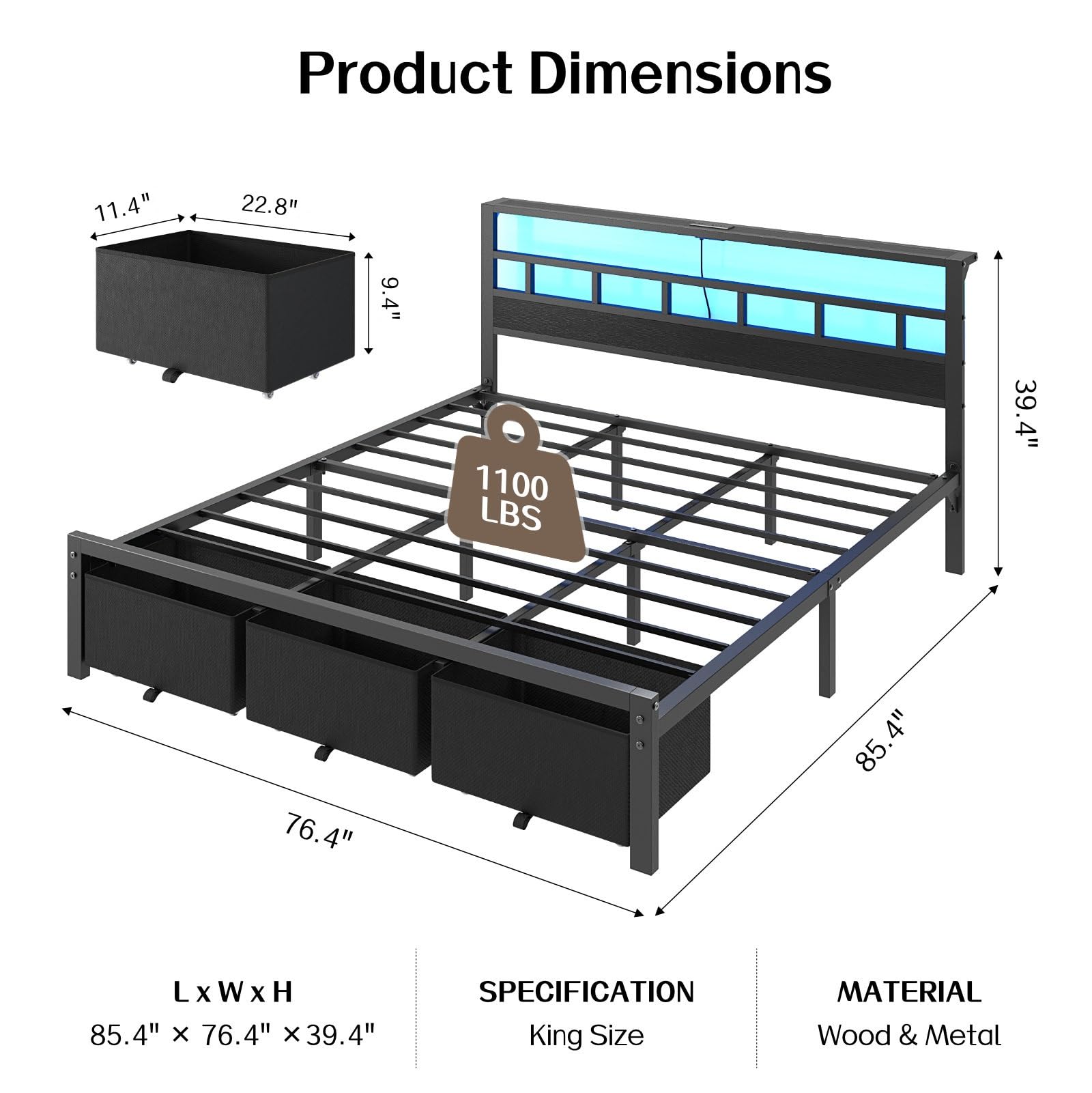 Rangka Tempat Tidur Ukuran Kin - King Size Bed Frame With Storage Drawers ulasan dan harga