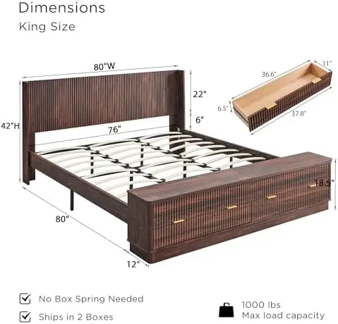 Rangka Tempat Tidur King Size  - King Size Bed Frame With Storage Drawers ulasan dan harga